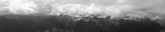 Panorama over the Trans Canada Hwy towards Bourgeau and Rundle.