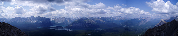 Panorama over the Kananaskis Lakes.