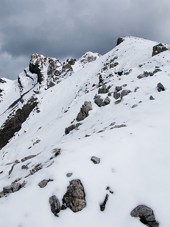 The summit looks scary and snowy from this angle on the way up.