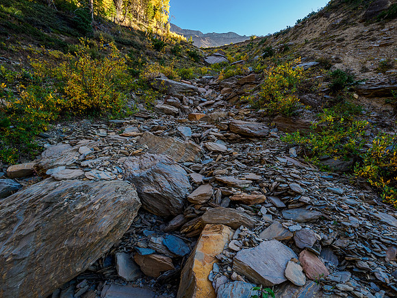 Ascending a gully on the SW slopes of Owen.