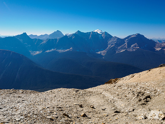 Descending the upper SW face.