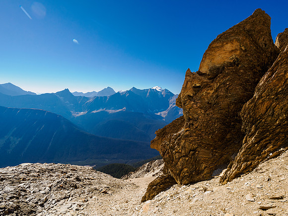 Descending the upper SW face.