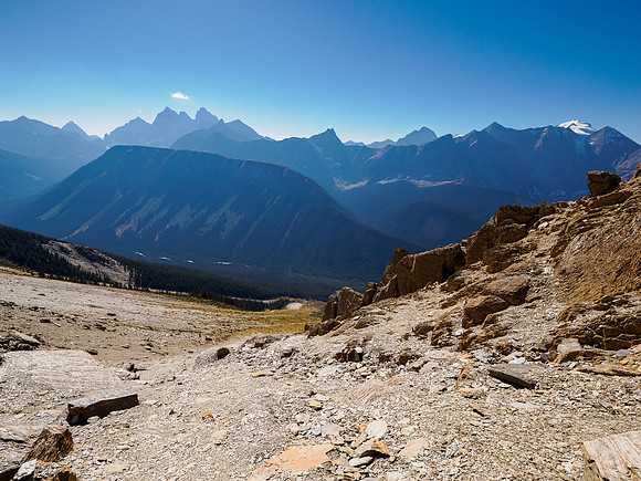 Descending the upper SW gully leading to valley bottom.
