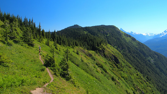 Josh and Serge coming back up to Elk Mountain. On the right is the middle bump and the high point in the back ground is Thurston Mountain.