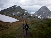 Approaching the pass - Snow Peak on left and Mount Birdwood on right.