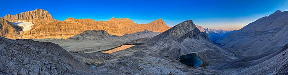 Sunrise on the east face of Cataract Peak from upper Roaring Creek.
