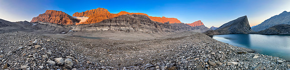 Sunrise on the east face of Cataract Peak from upper Roaring Creek.