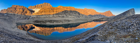 Sunrise on the east face of Cataract Peak from upper Roaring Creek.