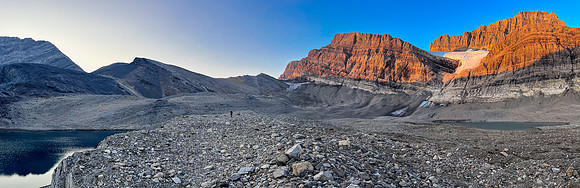 Sunrise on the east face of Cataract Peak from upper Roaring Creek.