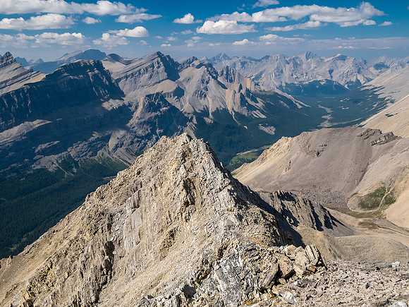 Descending the NW ridge of Mount Goodair to Roaring Creek.