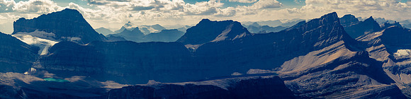 Summit views from Mount Goodair over Roaring Creek to Cataract Peak.