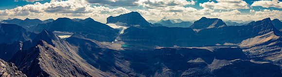 Summit views from Mount Goodair over Roaring Creek to Cataract Peak.