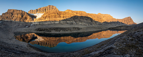 Sunrise on the east face of Cataract Peak from upper Roaring Creek.