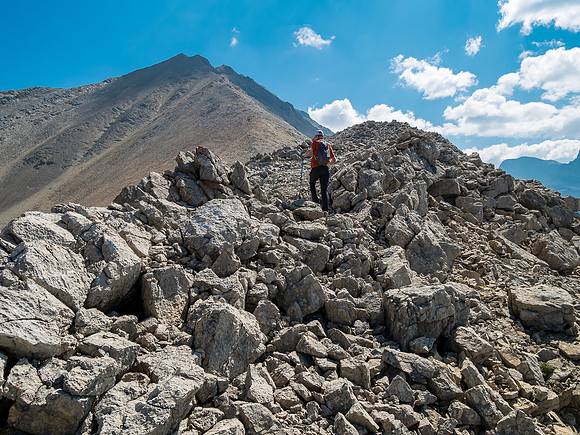 Ascending the NW ridge of Mount Goodair.