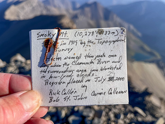 Summit register on Smoky Mountain