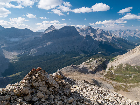 Descending the NW ridge of Mount Goodair to Roaring Creek.