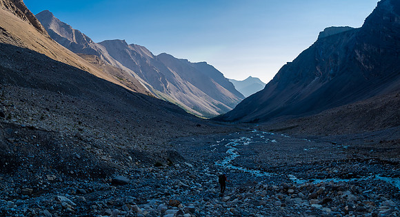 Hiking down the upper west branch of McConnell Creek.