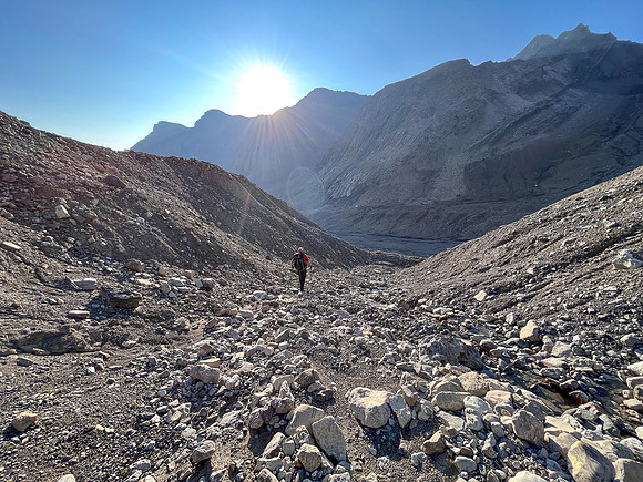 Hiking into the upper west branch of McConnell Creek.