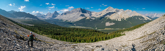 Dropping into Roaring Creek from the Smoky / Leblanc col.