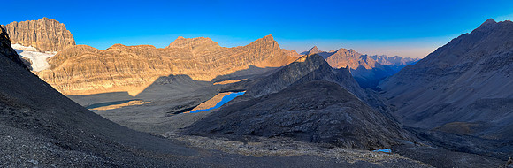 Sunrise on the east face of Cataract Peak from upper Roaring Creek.