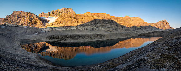 Sunrise on the east face of Cataract Peak from upper Roaring Creek.