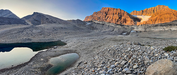 Sunrise on the east face of Cataract Peak from upper Roaring Creek.