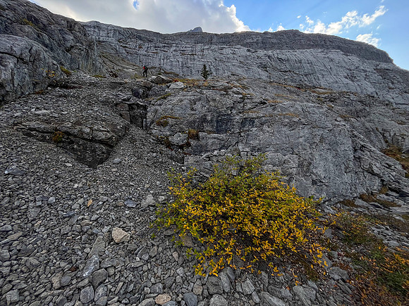 Ascending SW out of the Roaring Creek Valley to upper tarns under Little Cataract Peak.