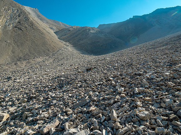Dropping into Roaring Creek from the Smoky / Leblanc col.
