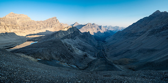 Views down Roaring Creek from under the McConnell Creek high col.