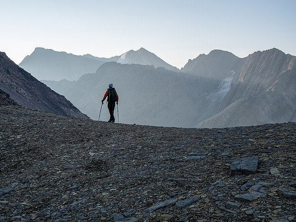 Hiking into the upper west branch of McConnell Creek.