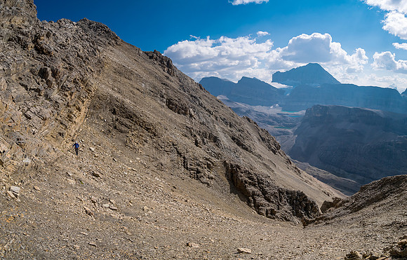 Descending the NW ridge of Mount Goodair to Roaring Creek.