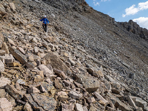 Descending the NW ridge of Mount Goodair to Roaring Creek.