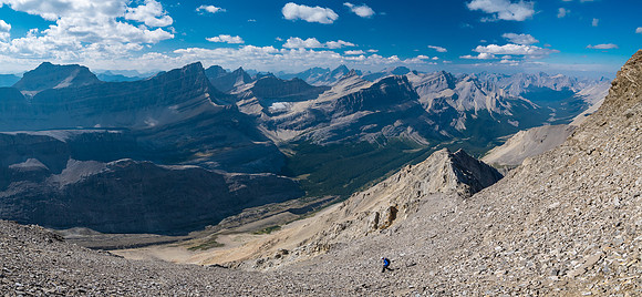 Descending the NW ridge of Mount Goodair to Roaring Creek.