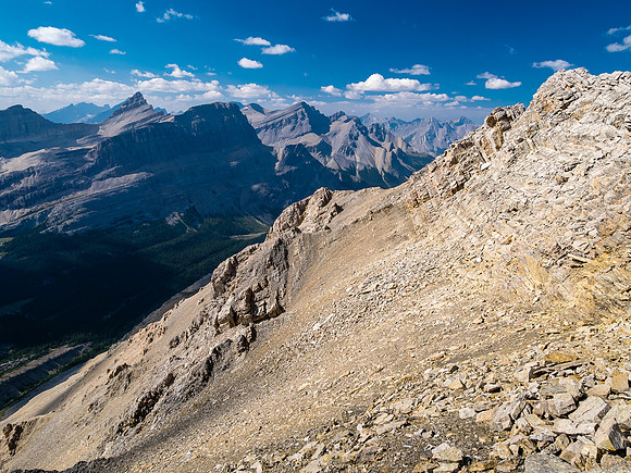 Descending the NW ridge of Mount Goodair to Roaring Creek.