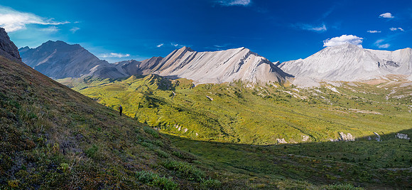 Descending into the upper NW corner of McConnell meadows under Smoky Mountain.
