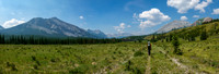 Hiking the Red Deer River / Cascade fire road Trail. Mount White, Prow and Tyrrell (R) visible.