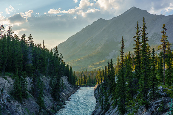 Mount Tyrrell over the Red Deer River from the bridge.