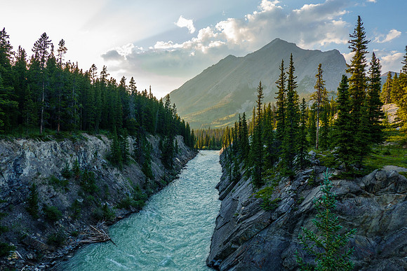 Mount Tyrrell over the Red Deer River from the bridge.