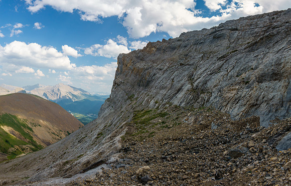 Slabby cliffs on the east face.