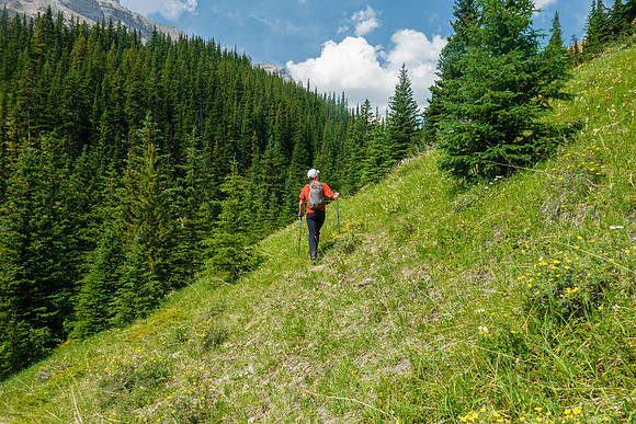 Hiking towards the east face of Tyrrell.