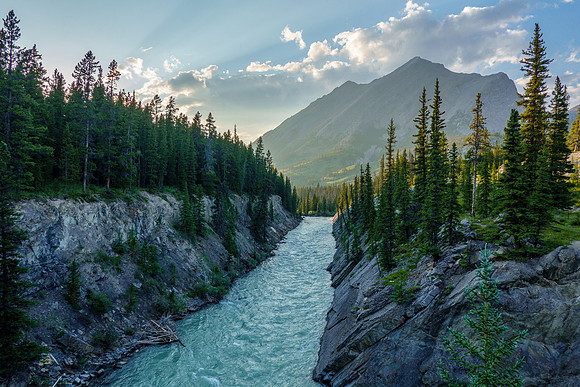 Mount Tyrrell over the Red Deer River from the bridge.