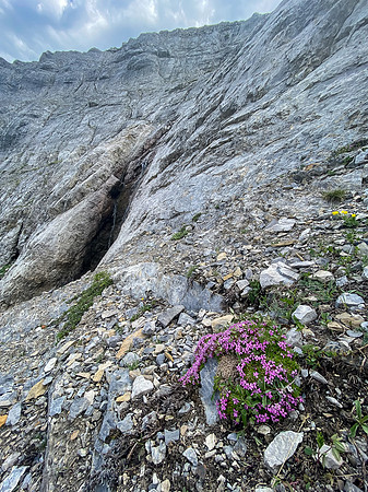 Slabby cliffs on the east face.
