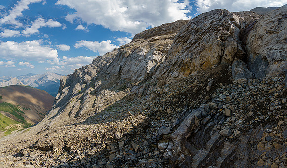 Slabby cliffs on the east face.