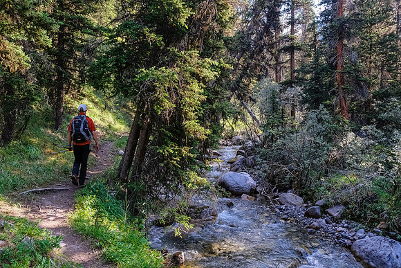 Hiking up the Mystic Pass trail.