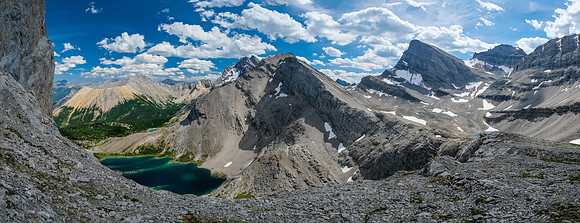 Views from the south ridge over Block Lakes. Noetic Peak just showing at center.