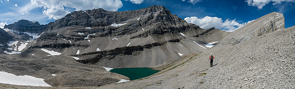 Phil traverses to Block Mountain, visible at right.