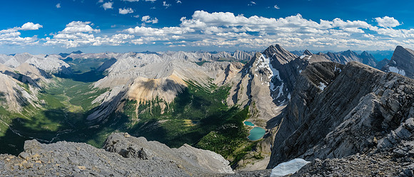 The Cascade River at left with Block Lakes and Noetic Peak at right.