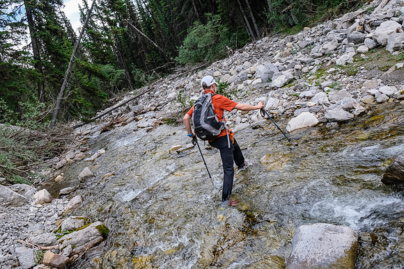Exiting the access drainage.