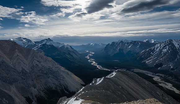 Incredible views down the Clearwater River to the eastern edge of the Rockies.