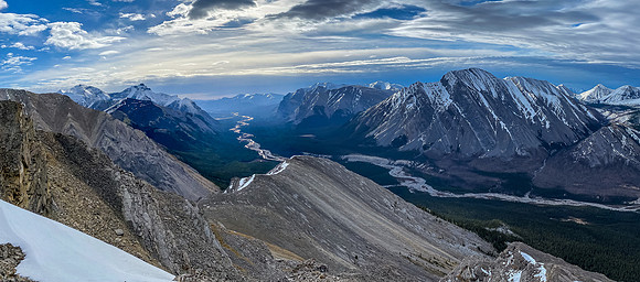 Views down the Clearwater River past Lost Guide and Mount Peters.